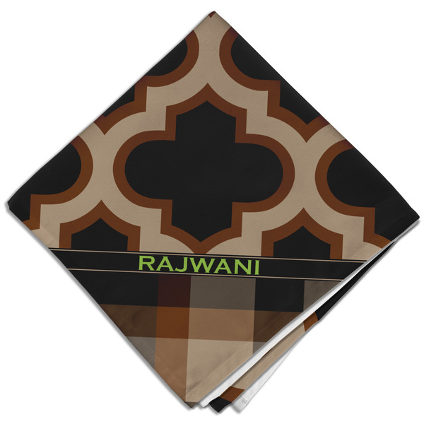 Custom Moroccan & Plaid Cloth Dinner Napkin - Single w/ Name or Text