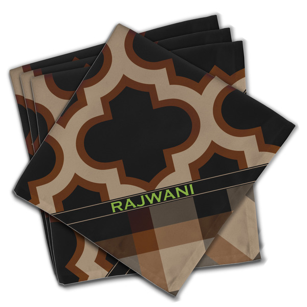 Custom Moroccan & Plaid Cloth Napkins (Set of 4) (Personalized)