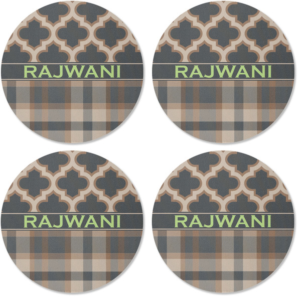 Moroccan & Plaid Coaster Round Rubber Back - Apvl