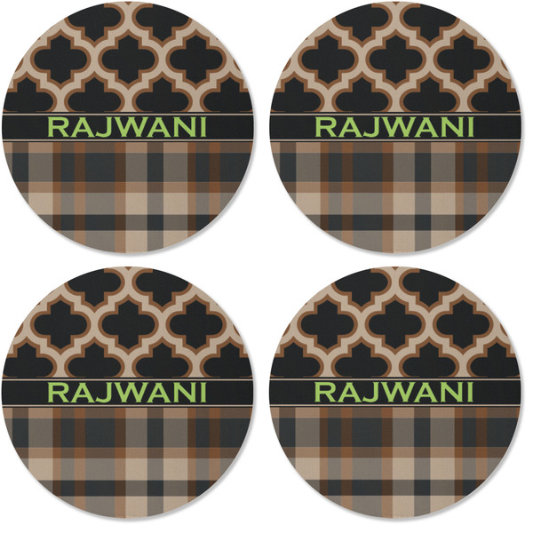 Moroccan & Plaid Coaster Round Rubber Back - Apvl