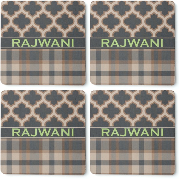 Moroccan & Plaid Coaster Rubber Back - Apvl