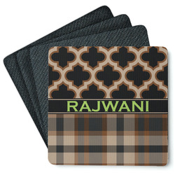 Moroccan & Plaid Square Rubber Backed Coasters - Set of 4 (Personalized)