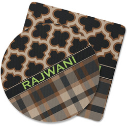 Moroccan & Plaid Rubber Backed Coaster (Personalized)
