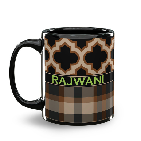 Moroccan & Plaid Coffee Mug - 11 oz - Black