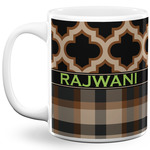 Moroccan & Plaid 11 Oz Coffee Mug - White (Personalized)