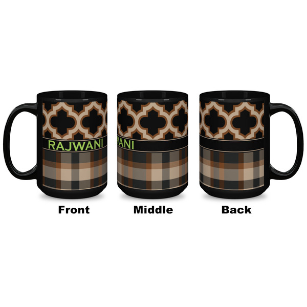 Moroccan & Plaid Coffee Mug - 15 oz - Black APPROVAL