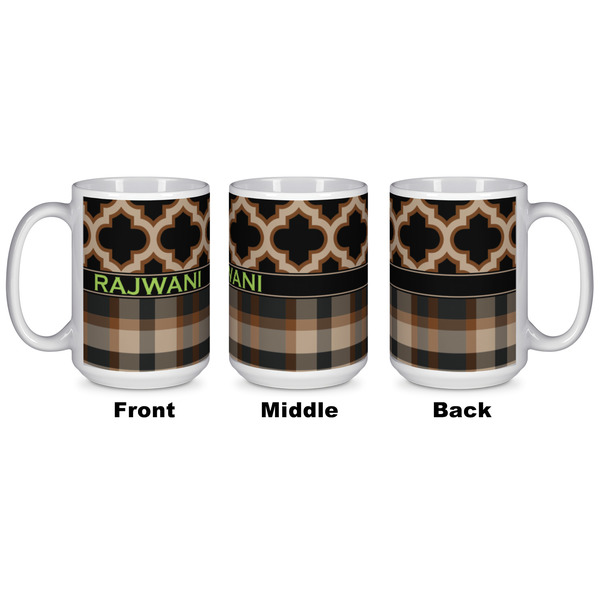 Moroccan & Plaid Coffee Mug - 15 oz - White APPROVAL