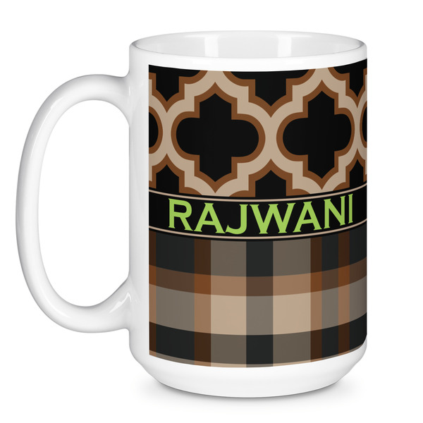 Moroccan & Plaid Coffee Mug - 15 oz - White