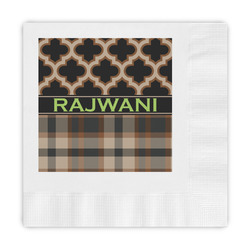 Moroccan & Plaid Embossed Decorative Napkins (Personalized)