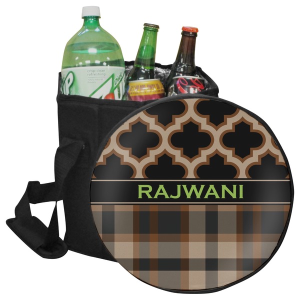 Custom Moroccan & Plaid Collapsible Cooler & Seat (Personalized)