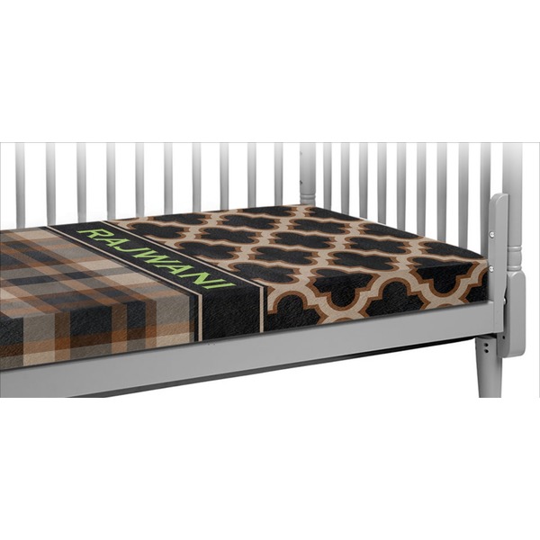 Custom Moroccan & Plaid Crib Fitted Sheet (Personalized)