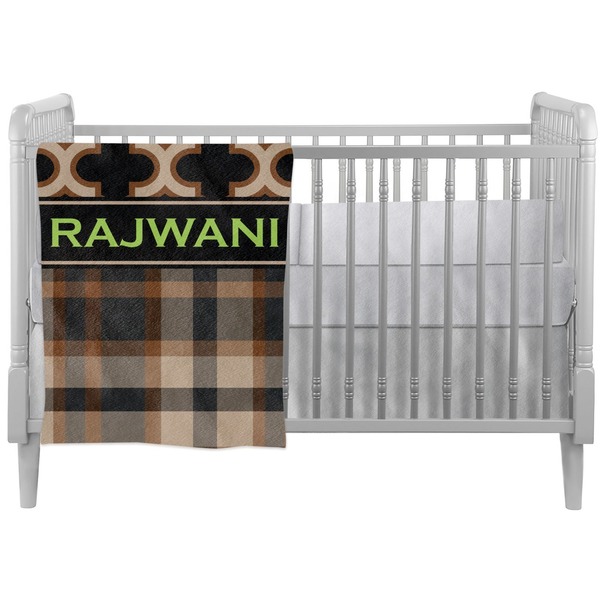 Custom Moroccan & Plaid Crib Comforter / Quilt (Personalized)