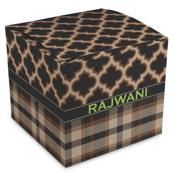 Custom Moroccan & Plaid Cube Favor Gift Boxes (Personalized)