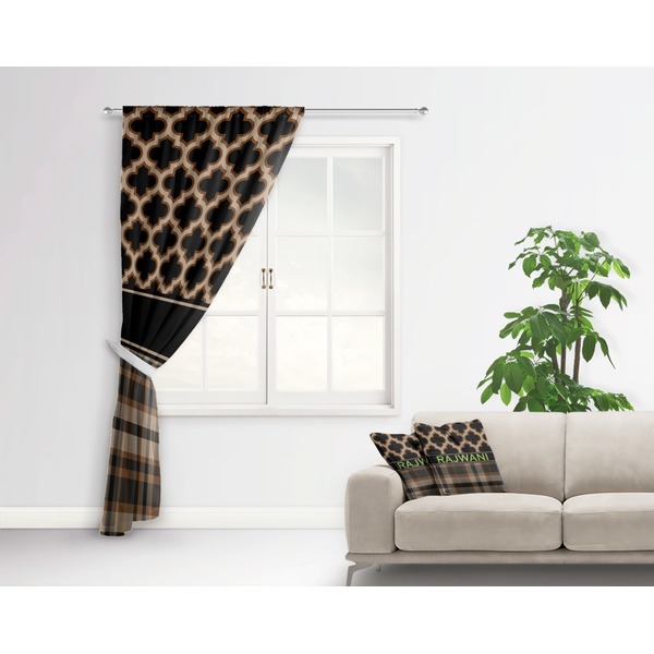 Moroccan & Plaid Curtain With Window and Rod - in Room Matching Pillow