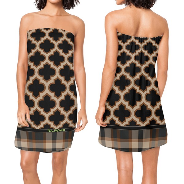 Moroccan & Plaid Custom Bath Wrap - Front & Back View