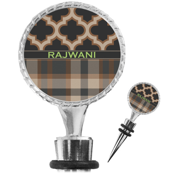 Custom Moroccan & Plaid Wine Bottle Stopper (Personalized)