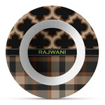 Moroccan & Plaid Plastic Bowl - Microwave Safe - Composite Polymer (Personalized)
