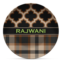 Moroccan & Plaid Microwave Safe Plastic Plate - Composite Polymer (Personalized)