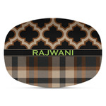 Moroccan & Plaid Plastic Platter - Microwave & Oven Safe Composite Polymer (Personalized)