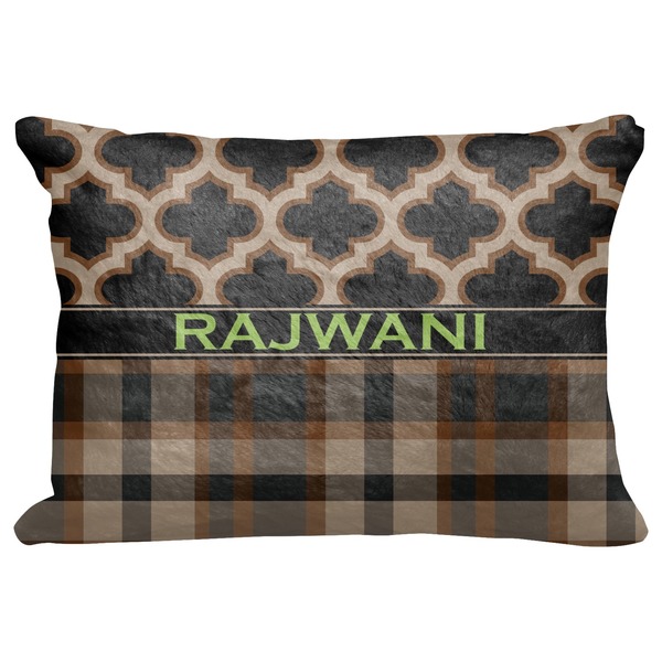 Custom Moroccan & Plaid Decorative Baby Pillowcase - 16"x12" (Personalized)