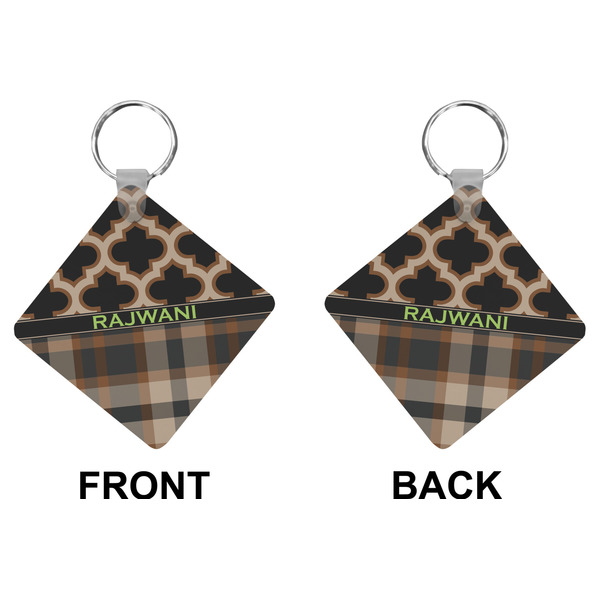 Moroccan & Plaid Diamond Keychain (Front + Back)