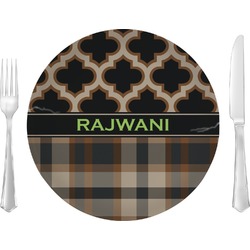 Moroccan & Plaid Glass Lunch / Dinner Plate 10" (Personalized)