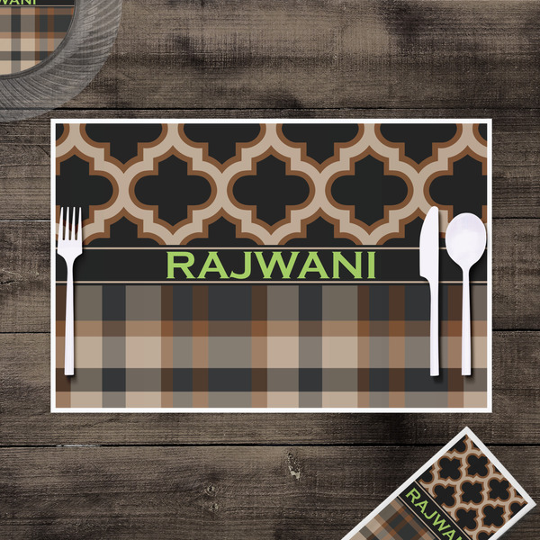 Moroccan & Plaid Disposable Paper Placemat - In Context