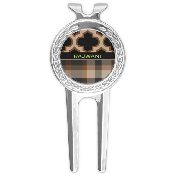 Custom Moroccan & Plaid Golf Divot Tool & Ball Marker (Personalized)