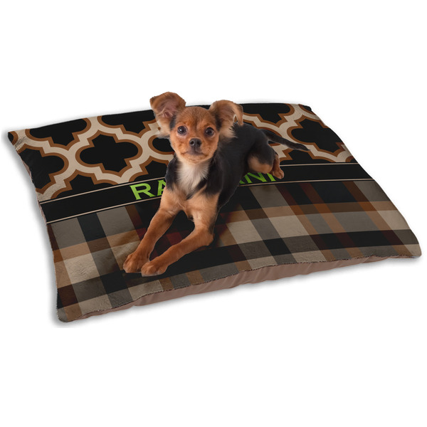 Custom Moroccan & Plaid Dog Bed - Small w/ Name or Text