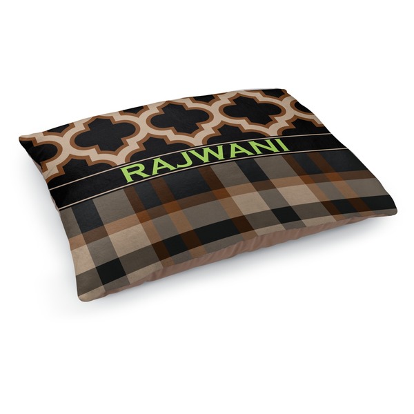 Custom Moroccan & Plaid Dog Bed - Medium w/ Name or Text