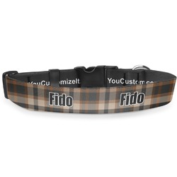 Moroccan & Plaid Deluxe Dog Collar - Double Extra Large (20.5" to 35") (Personalized)