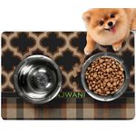 Moroccan & Plaid Dog Food Mat - Small w/ Name or Text