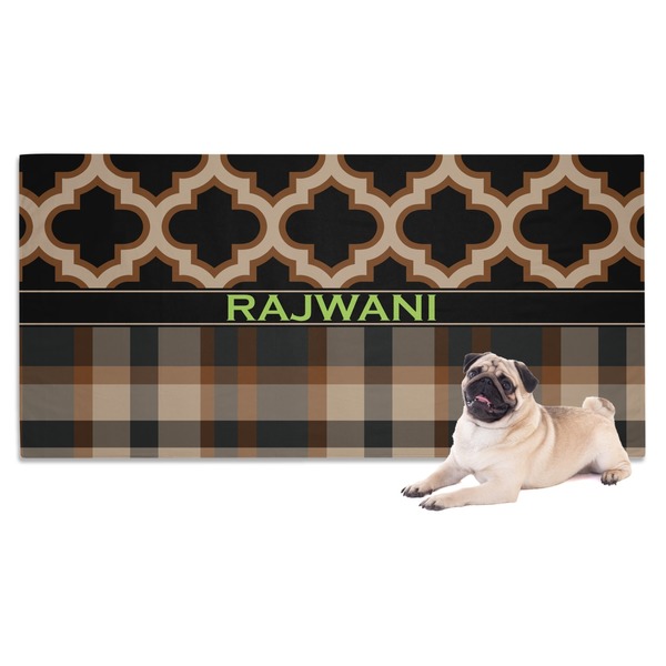 Custom Moroccan & Plaid Dog Towel (Personalized)