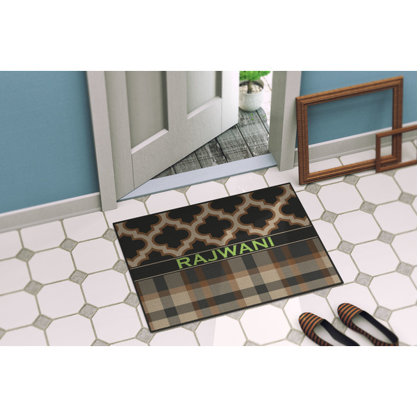 Moroccan & Plaid Door Mat Lifestyle