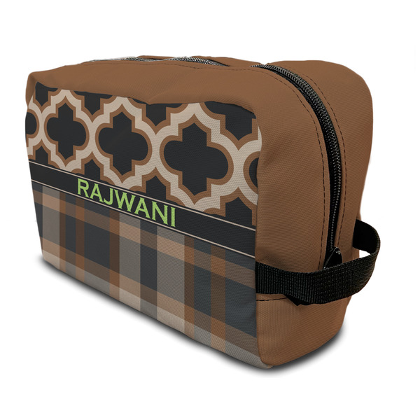 Custom Moroccan & Plaid Toiletry Bag / Dopp Kit (Personalized)