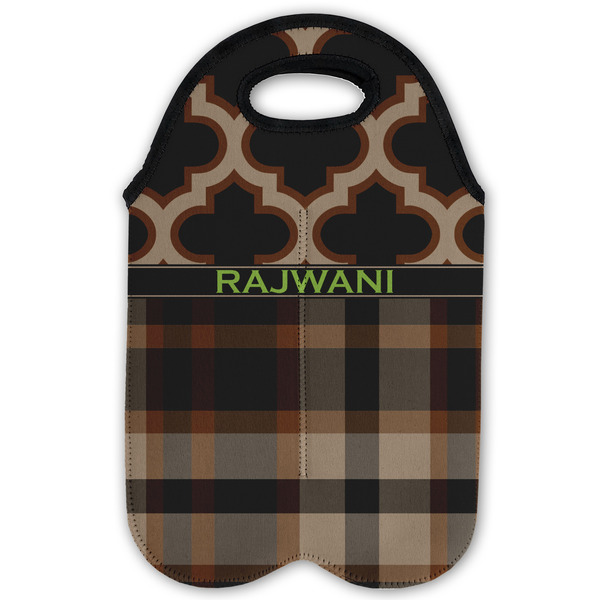 Moroccan & Plaid Double Wine Tote - Flat (new)