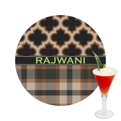 Moroccan & Plaid Printed Drink Topper -  2.5" (Personalized)