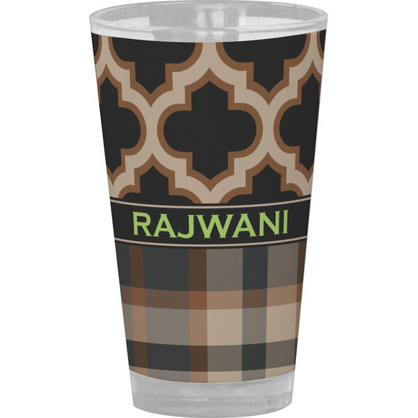 Custom Moroccan & Plaid Pint Glass - Full Color (Personalized)