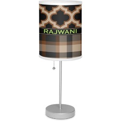 Moroccan & Plaid 7" Drum Lamp with Shade Linen (Personalized)