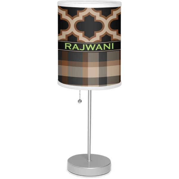 Custom Moroccan & Plaid 7" Drum Lamp with Shade Linen (Personalized)