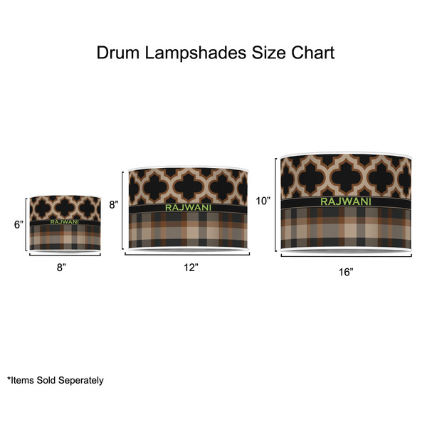 Moroccan & Plaid Drum Lampshades - Sizing Chart