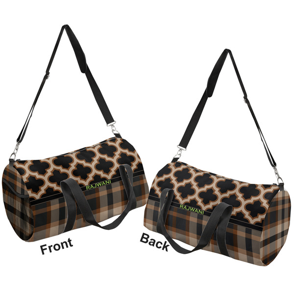 Moroccan & Plaid Duffle bag large front and back sides