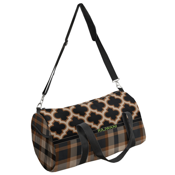 Custom Moroccan & Plaid Duffel Bag - Large (Personalized)