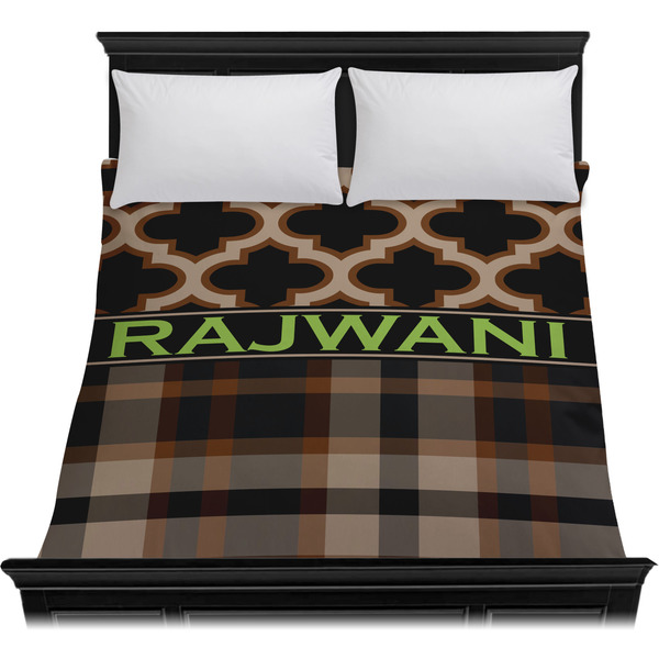 Moroccan & Plaid Duvet Cover - Queen - On Bed - No Prop