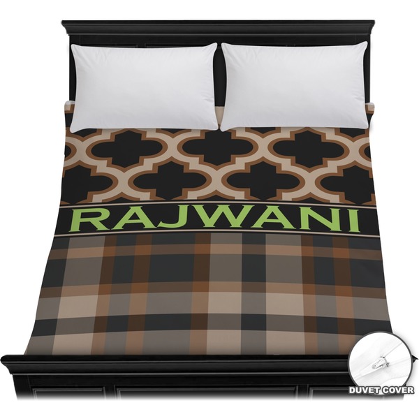 Custom Moroccan & Plaid Duvet Cover - Full / Queen (Personalized)