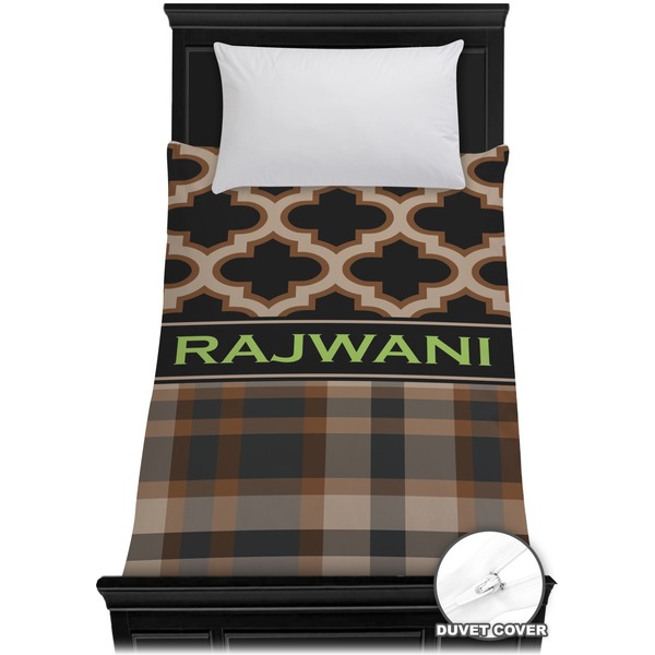 Custom Moroccan & Plaid Duvet Cover - Twin (Personalized)