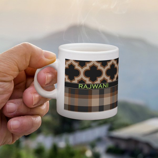 Custom Moroccan & Plaid Single Shot Espresso Cup - Single (Personalized)