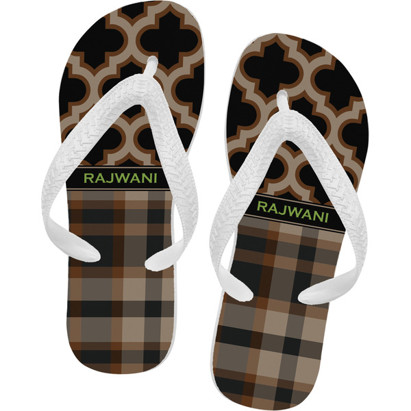 Custom Moroccan & Plaid Flip Flops - Small (Personalized)
