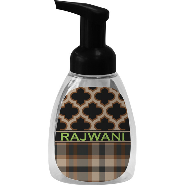 Custom Moroccan & Plaid Foam Soap Bottle - Black (Personalized)