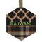 Moroccan & Plaid Frosted Glass Ornament - Hexagon